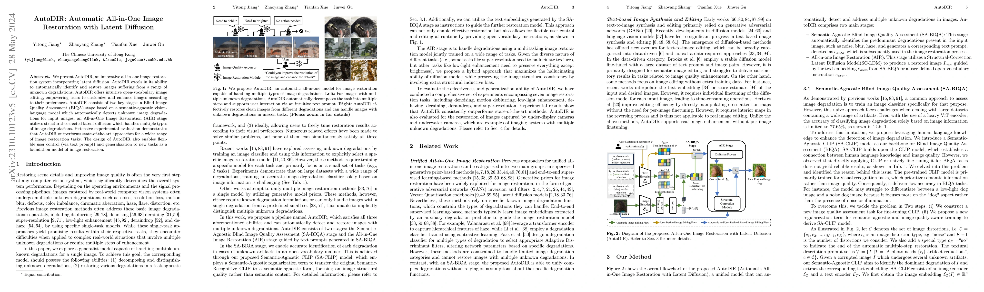 Thumbnail for AutoDIR: Automatic All-in-One Image Restoration with Latent Diffusion