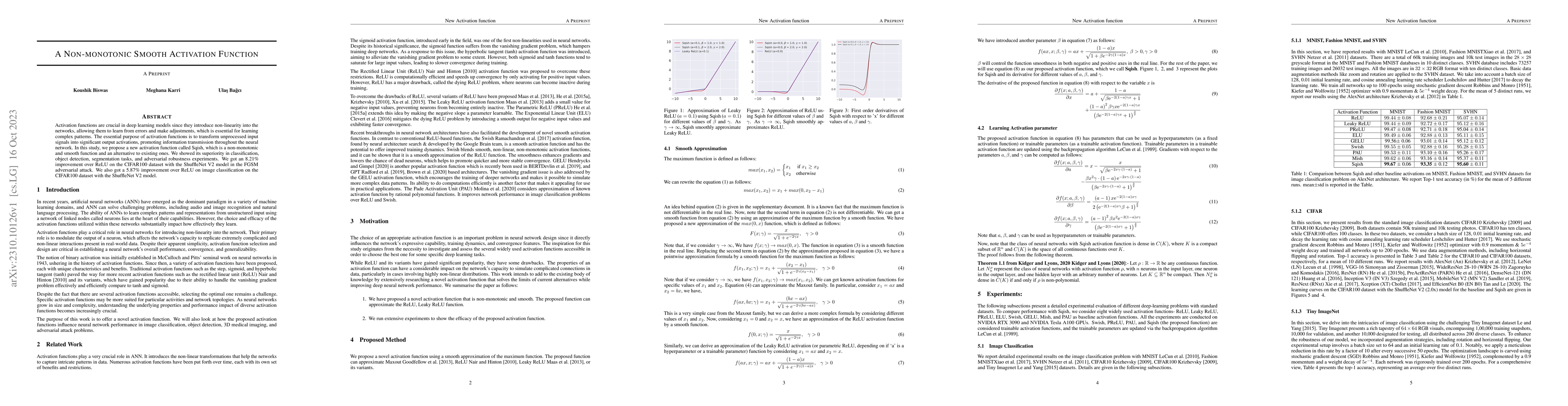Thumbnail for A Non-monotonic Smooth Activation Function