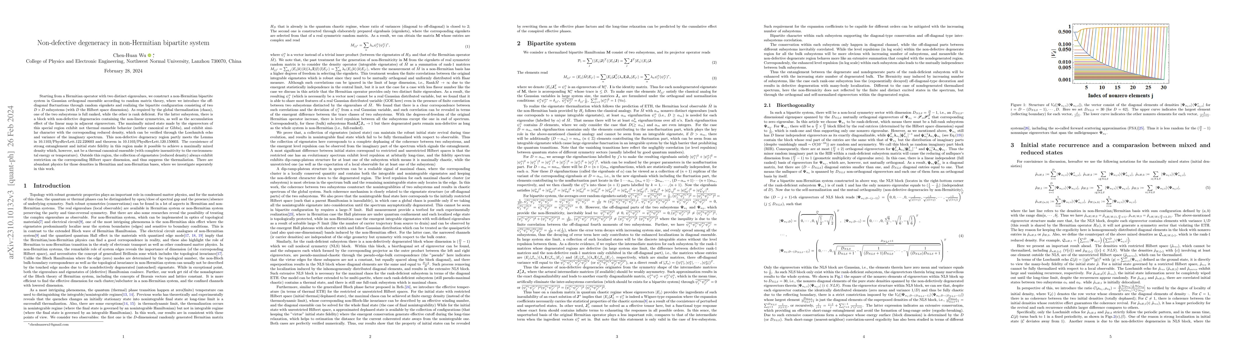 Thumbnail for Non-defective degeneracy in non-Hermitian bipartite system