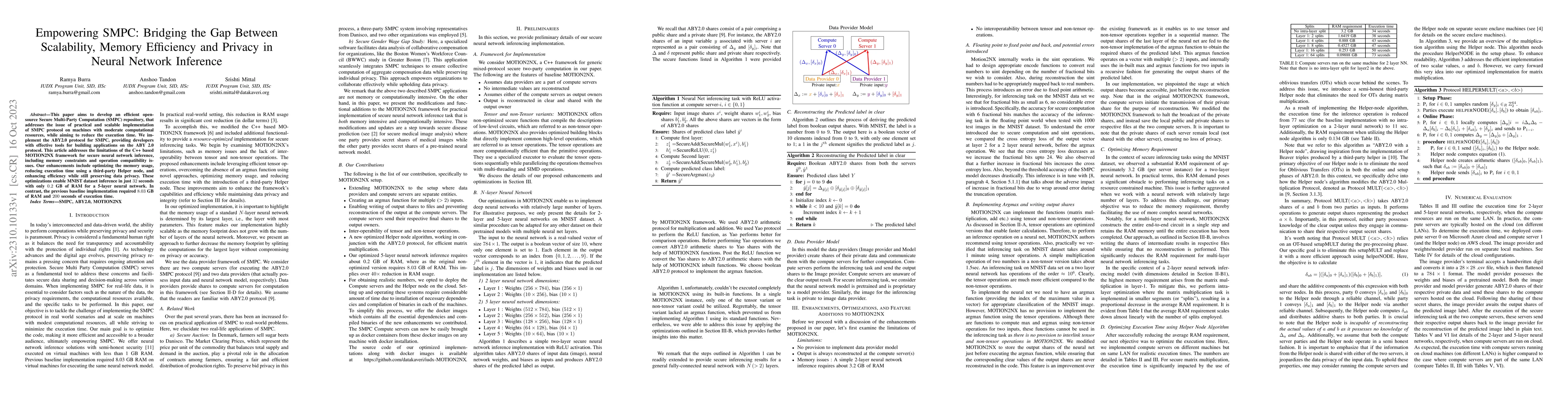Thumbnail for Empowering SMPC: Bridging the Gap Between Scalability, Memory Efficiency
  and Privacy in Neural Network Inference