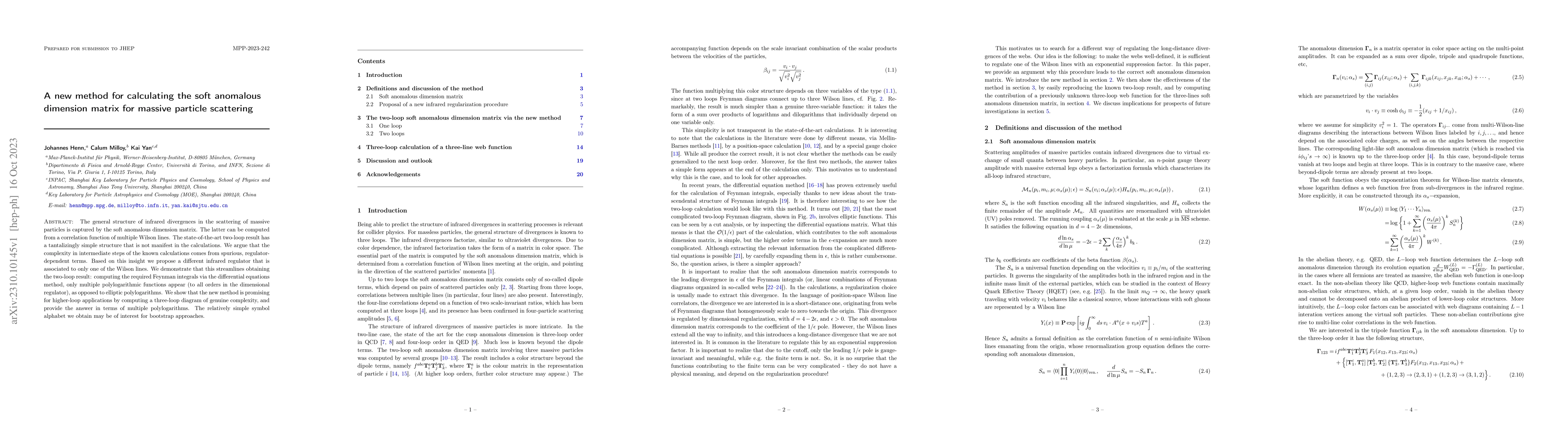 Thumbnail for A new method for calculating the soft anomalous dimension matrix for
  massive particle scattering