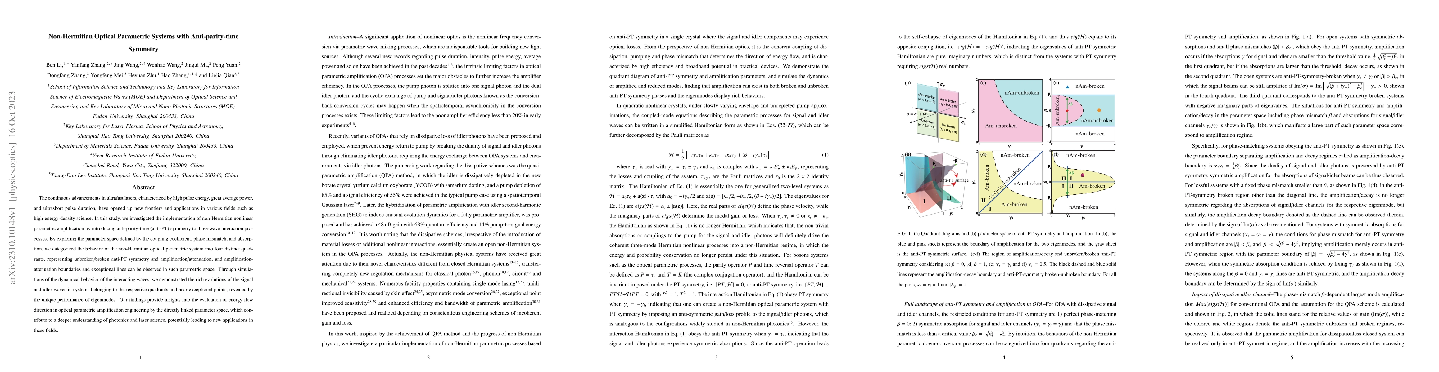 Thumbnail for Non-Hermitian Optical Parametric Systems with Anti-parity-time Symmetry
