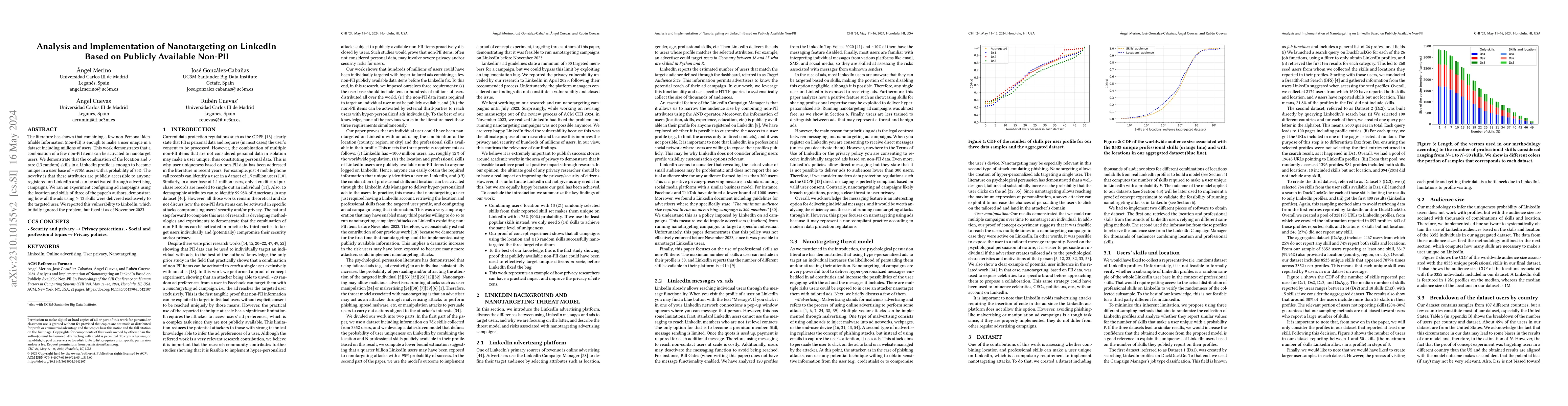 Thumbnail for Analysis and implementation of nanotargeting on LinkedIn based on
  publicly available non-PII
