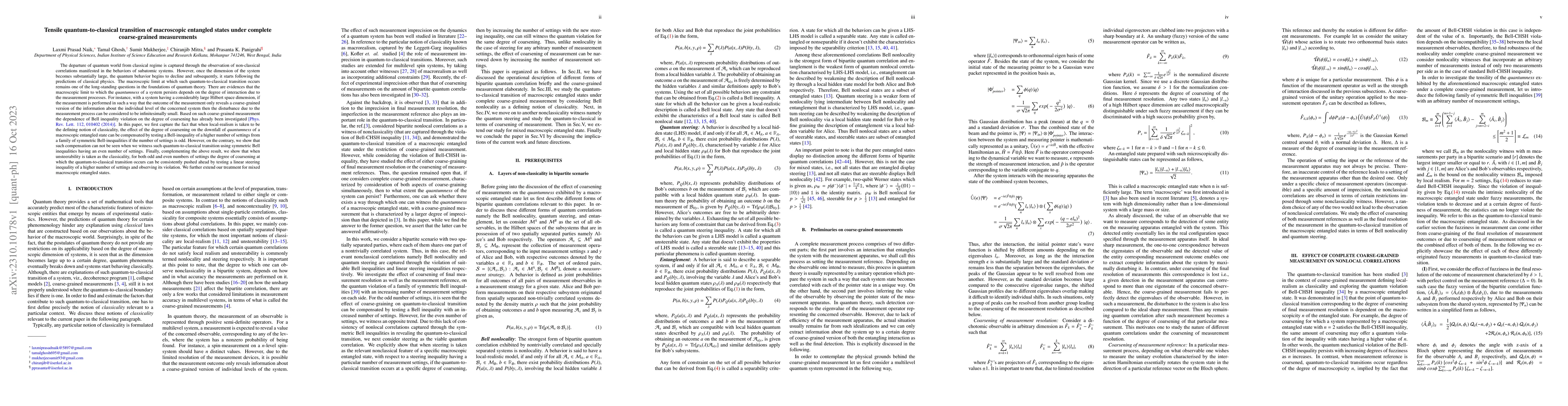 Thumbnail for Tensile quantum-to-classical transition of macroscopic entangled states
  under complete coarse-grained measurements