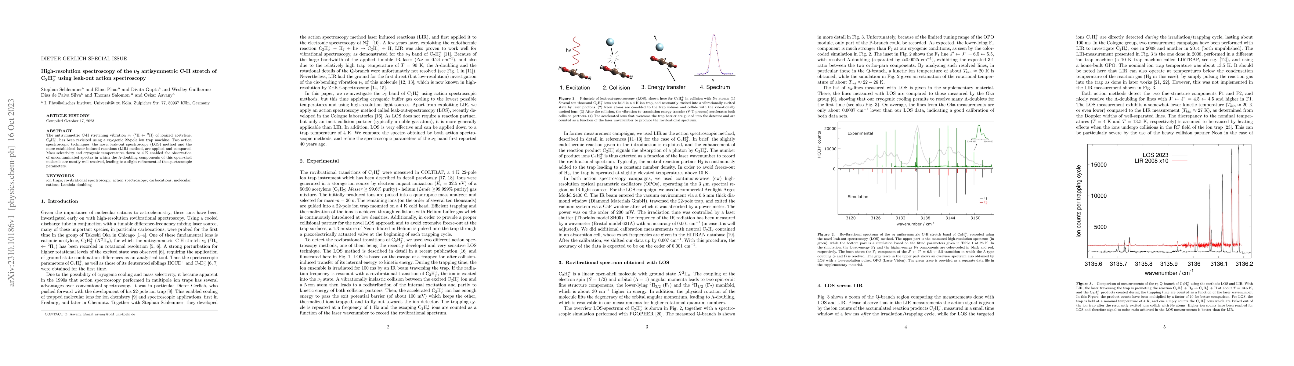 Thumbnail for High-resolution spectroscopy of the $\nu_3$ antisymmetric C-H stretch of
  C$_2$H$_2^+$ using leak-out action spectroscopy