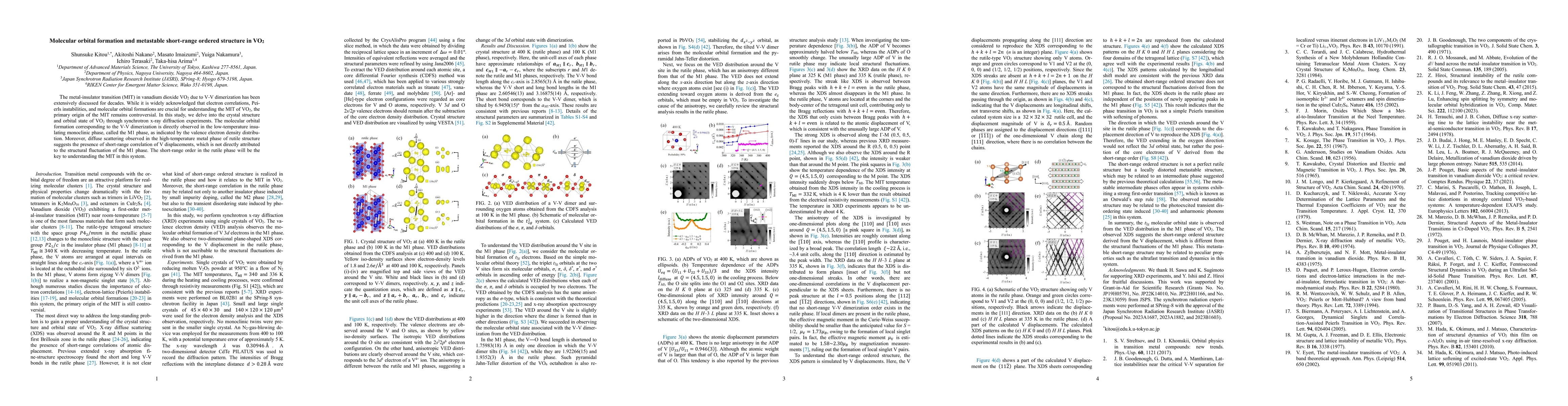 Thumbnail for Molecular orbital formation and metastable short-range ordered structure
  in VO$_2$