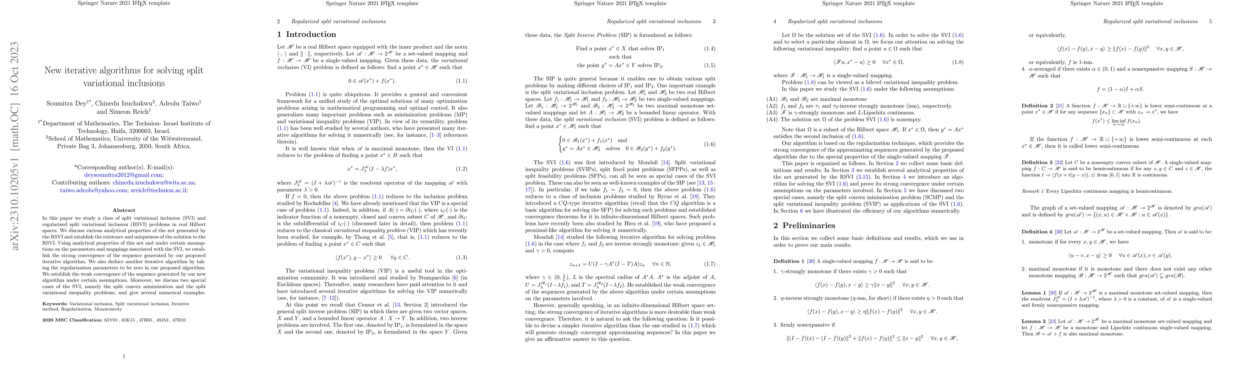 Thumbnail for New iterative algorithms for solving split variational inclusions