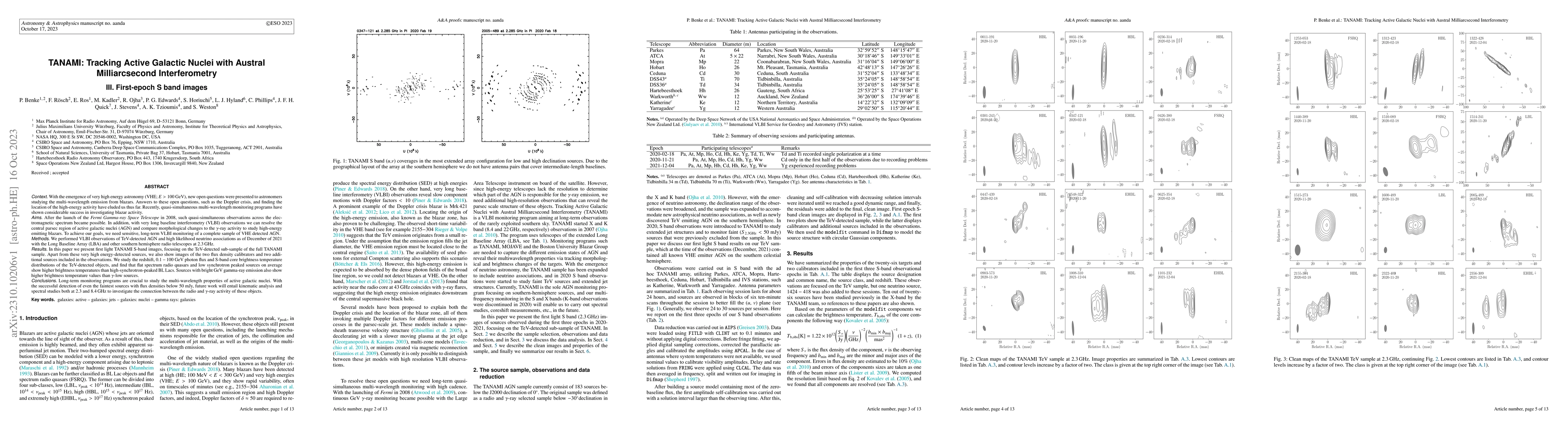 Thumbnail for TANAMI: Tracking Active Galactic Nuclei with Austral Milliarcsecond
  Interferometry. III. First-epoch S band images