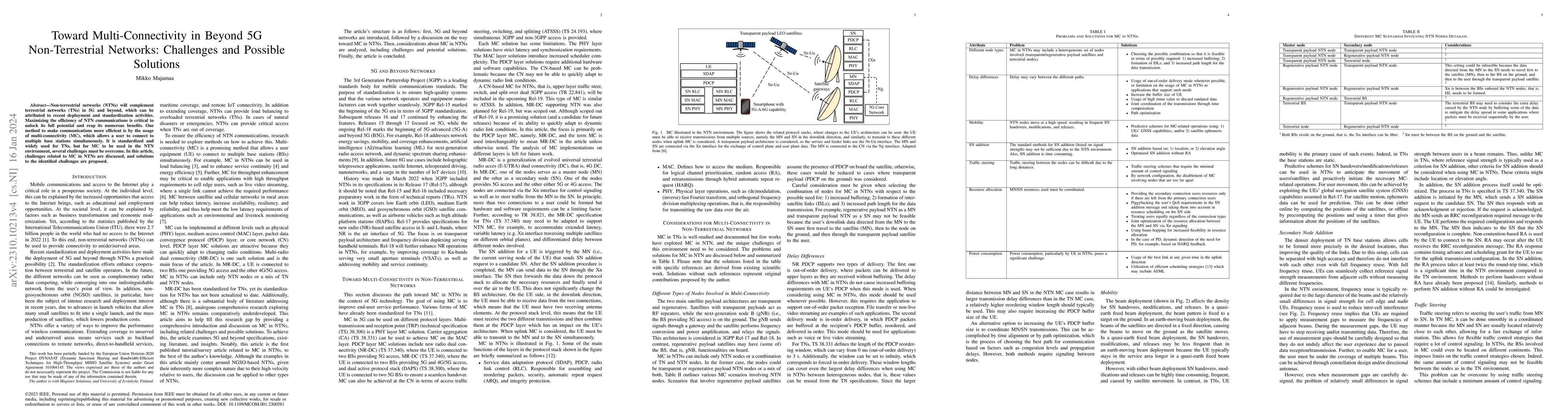 Thumbnail for Toward Multi-Connectivity in Beyond 5G Non-Terrestrial Networks:
  Challenges and Possible Solutions