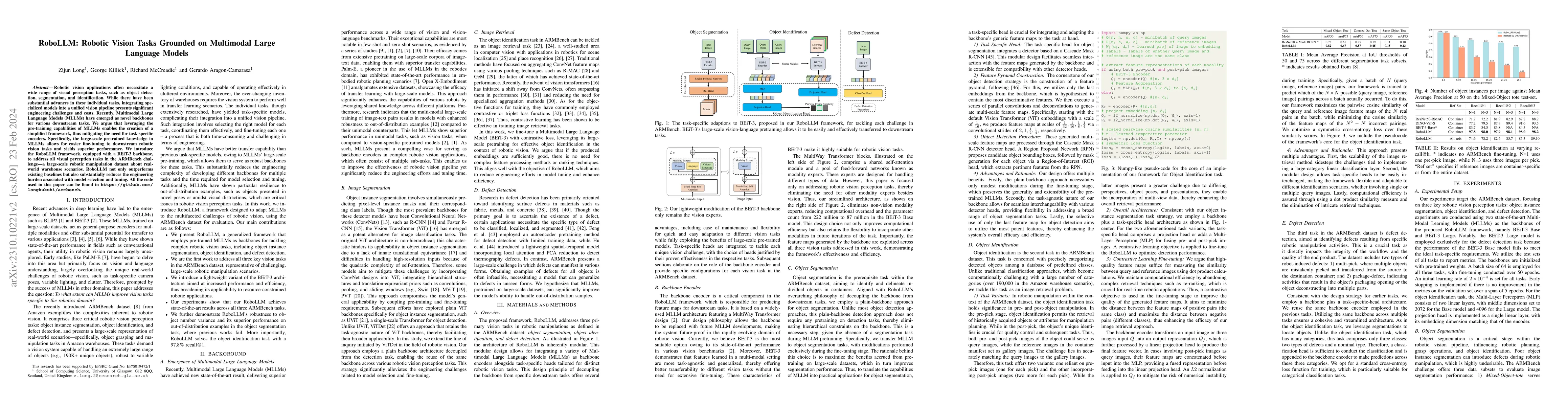 Thumbnail for RoboLLM: Robotic Vision Tasks Grounded on Multimodal Large Language
  Models
