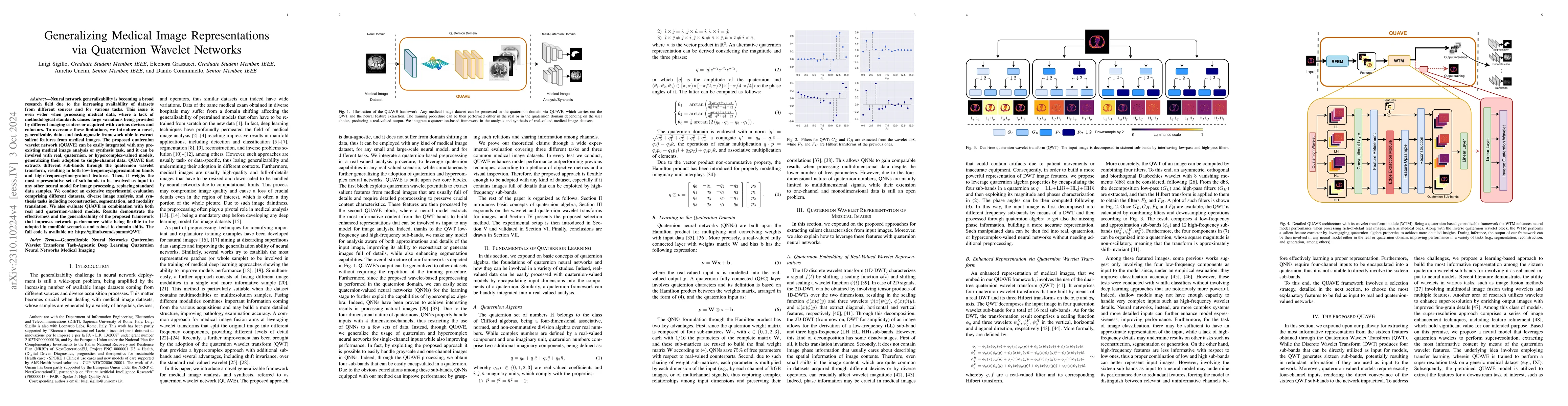 Thumbnail for Generalizing Medical Image Representations via Quaternion Wavelet
  Networks