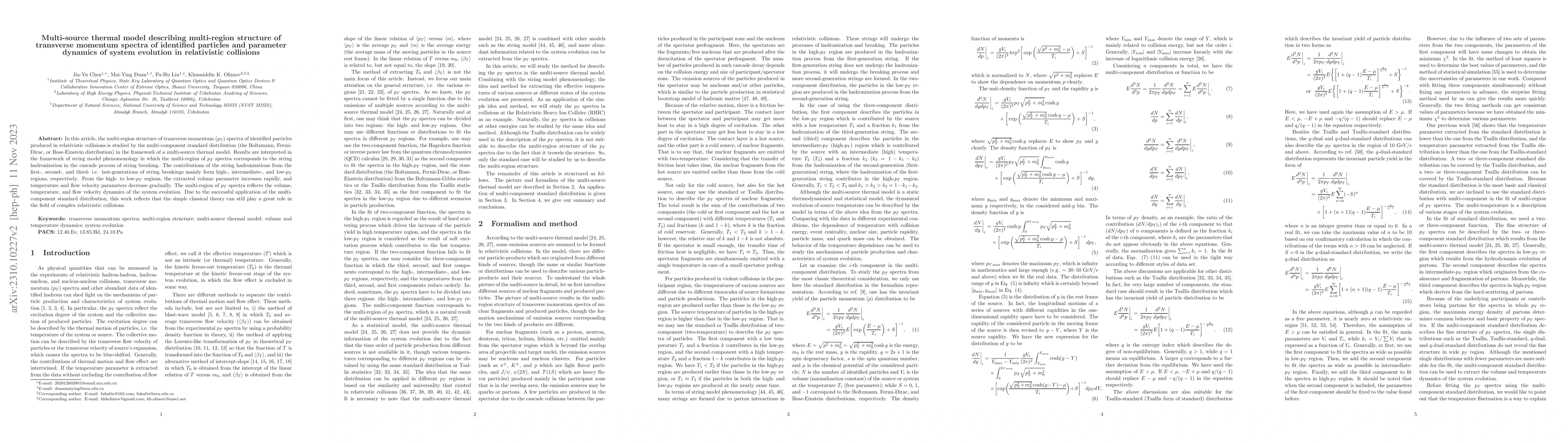 Thumbnail for Multi-source thermal model describing multi-region structure of
  transverse momentum spectra of identified particles and parameter dynamics of
  system evolution in relativistic collisions