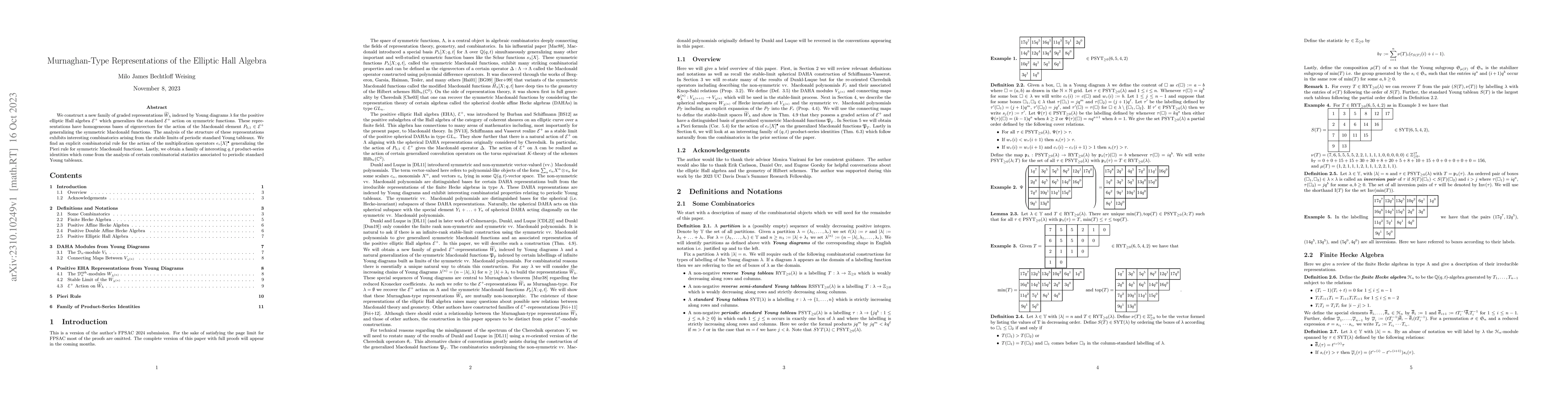 Thumbnail for Murnaghan-Type Representations of the Elliptic Hall Algebra
