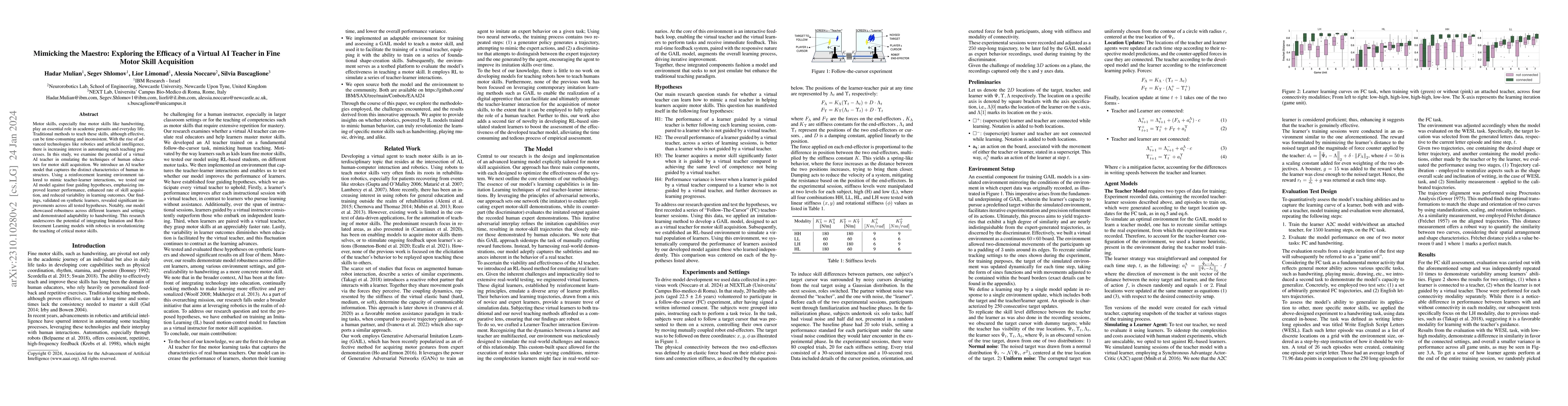 Thumbnail for Mimicking the Maestro: Exploring the Efficacy of a Virtual AI Teacher in
  Fine Motor Skill Acquisition