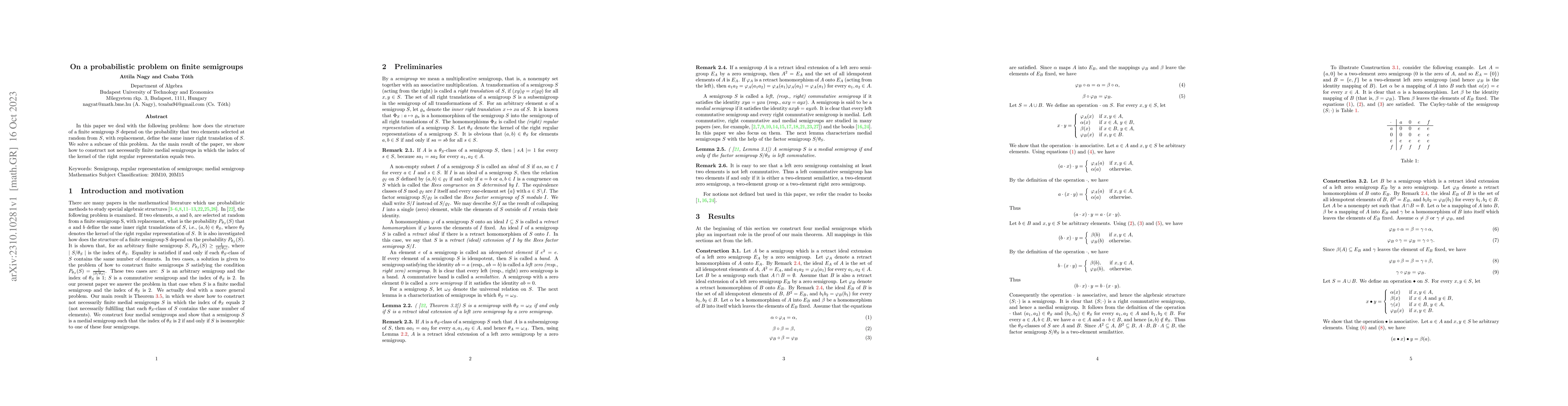 Thumbnail for On a probabilistic problem on finite semigroups