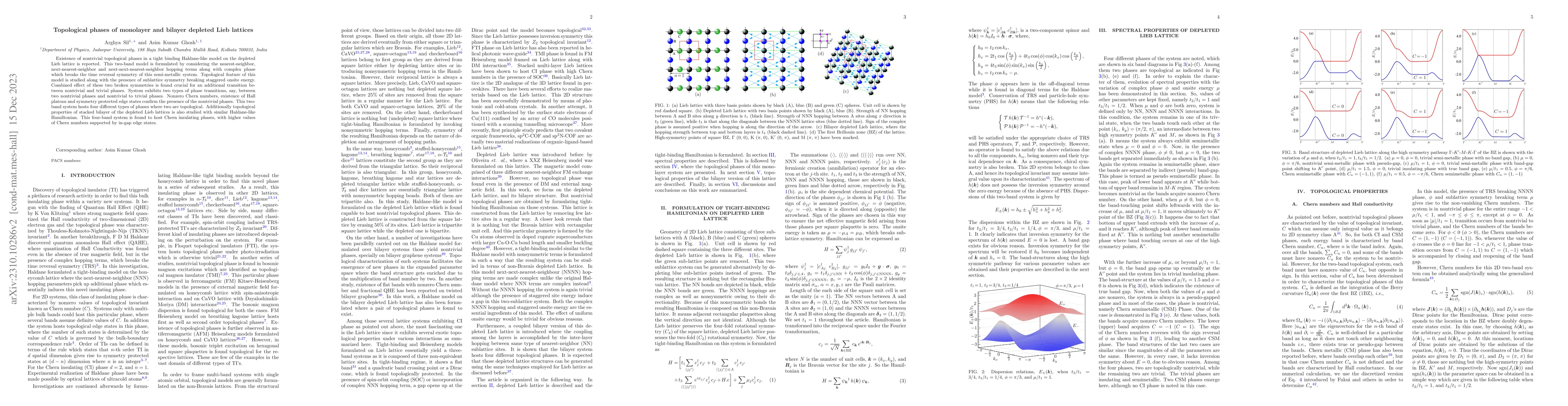 Thumbnail for Topological phases of monolayer and bilayer depleted Lieb lattices