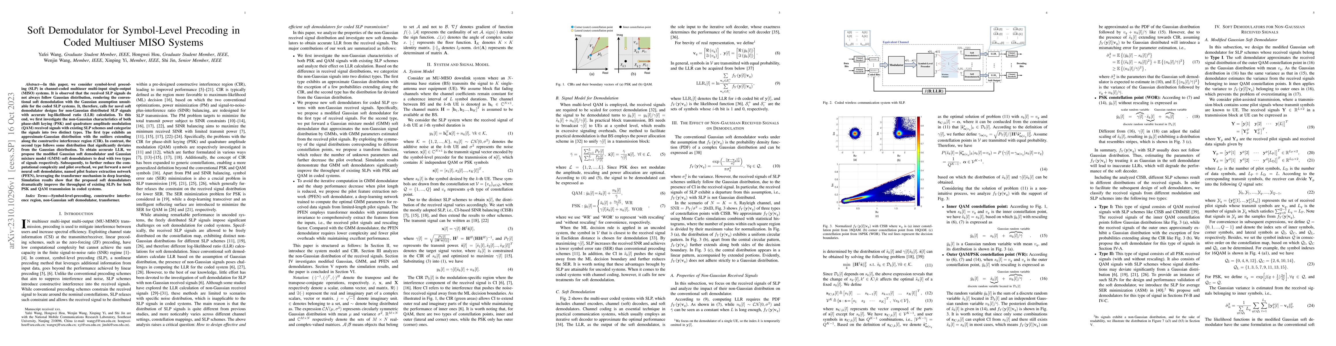 Thumbnail for Soft Demodulator for Symbol-Level Precoding in Coded Multiuser MISO
  Systems