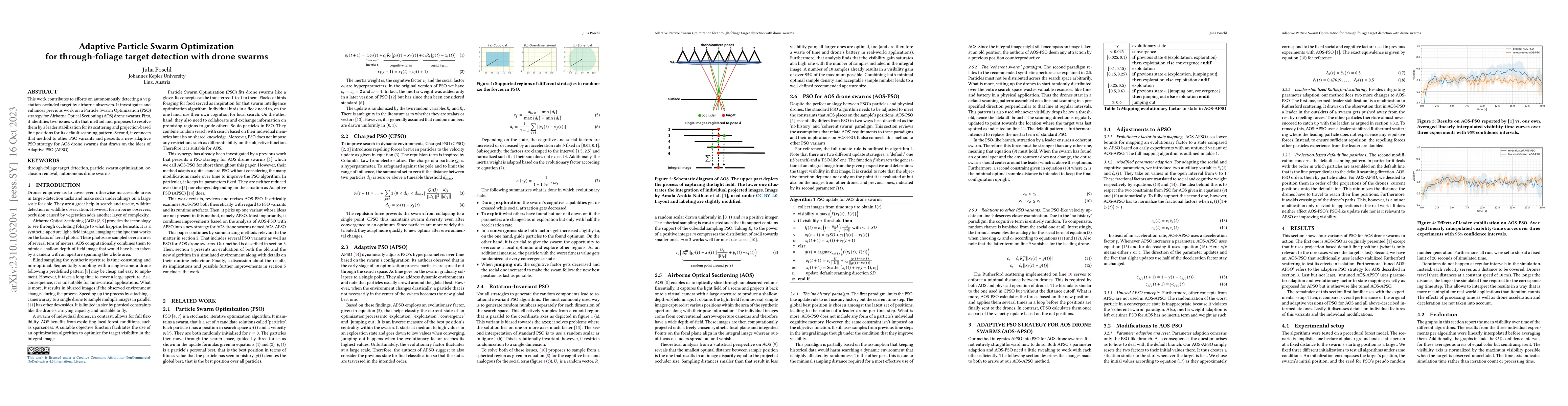Thumbnail for Adaptive Particle Swarm Optimization for through-foliage target
  detection with drone swarms