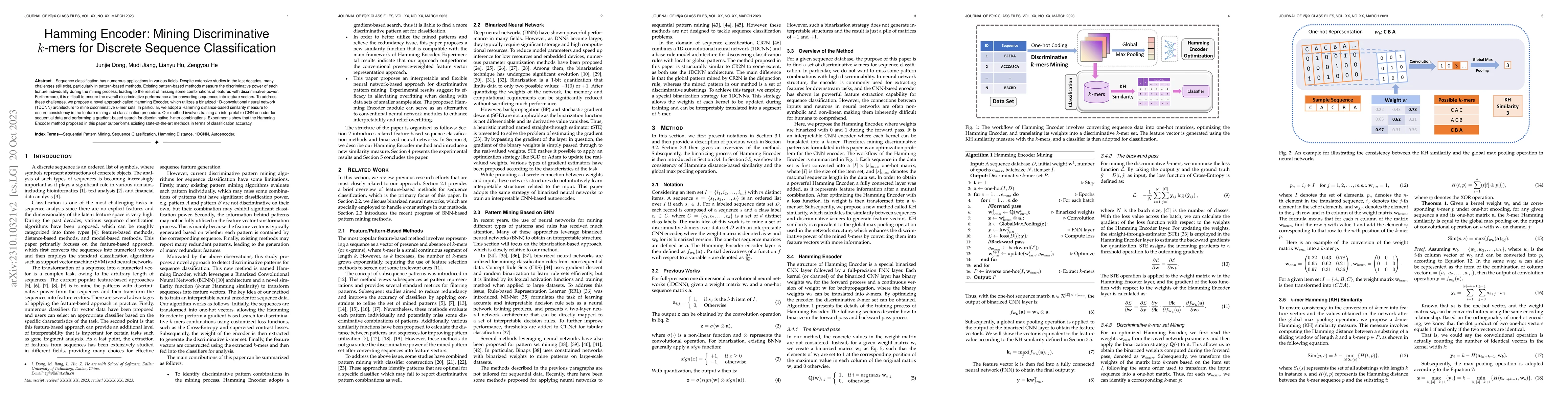 Thumbnail for Hamming Encoder: Mining Discriminative k-mers for Discrete Sequence
  Classification