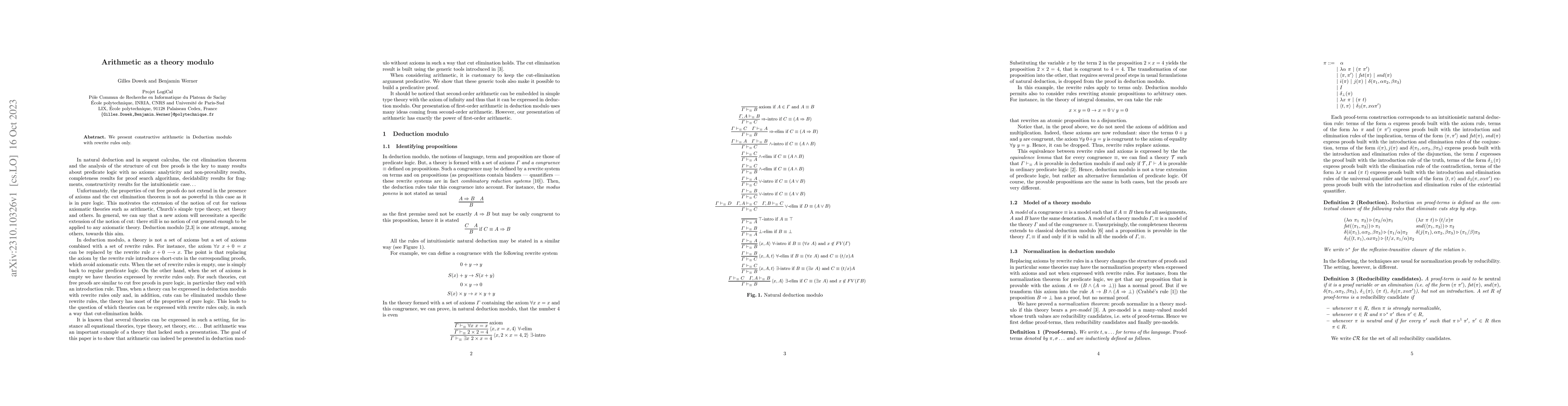 Thumbnail for Arithmetic as a theory modulo