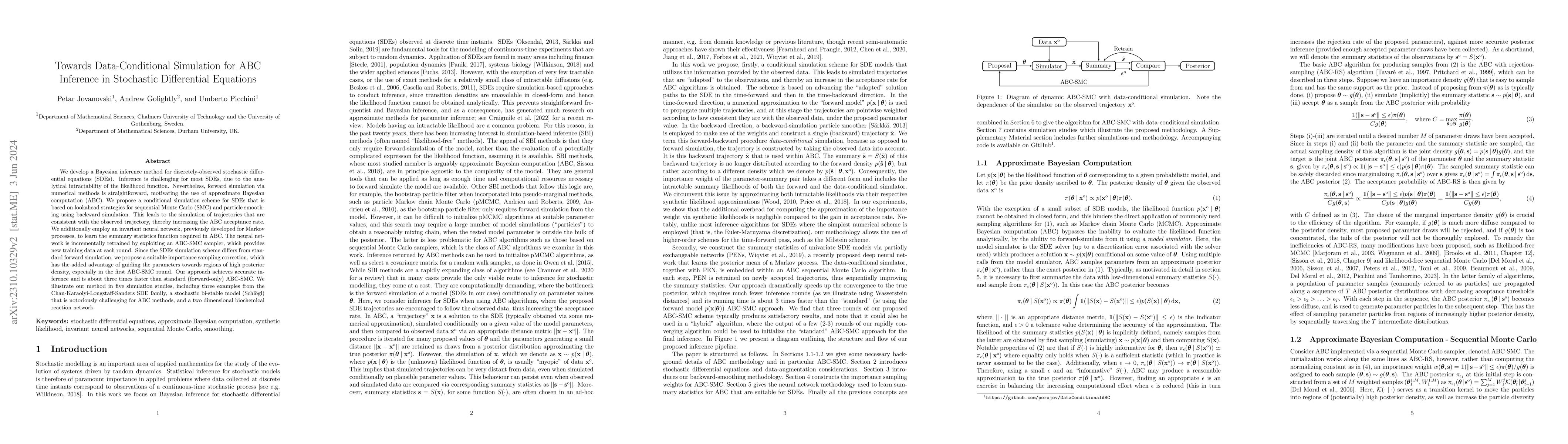 Thumbnail for Towards Data-Conditional Simulation for ABC Inference in Stochastic
  Differential Equations