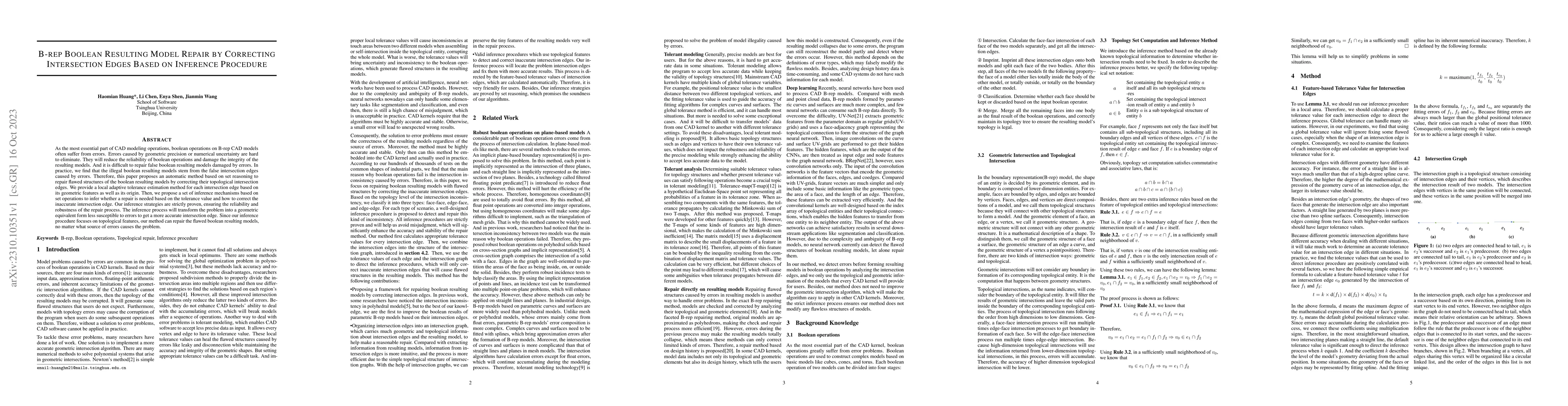 Thumbnail for B-rep Boolean Resulting Model Repair by Correcting Intersection Edges
  Based on Inference Procedure