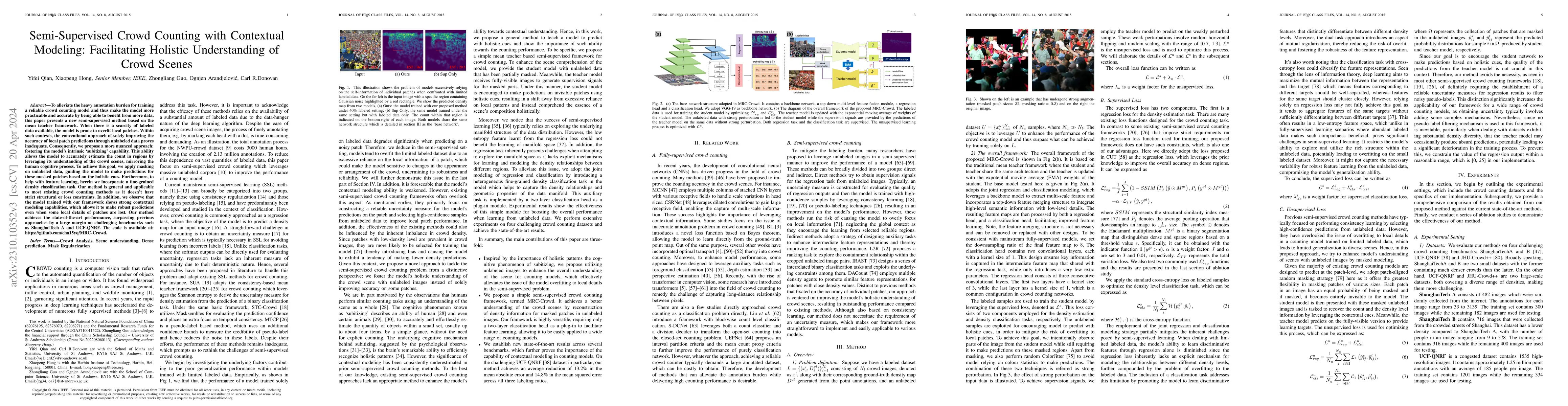 Thumbnail for Semi-Supervised Crowd Counting with Contextual Modeling: Facilitating
  Holistic Understanding of Crowd Scenes