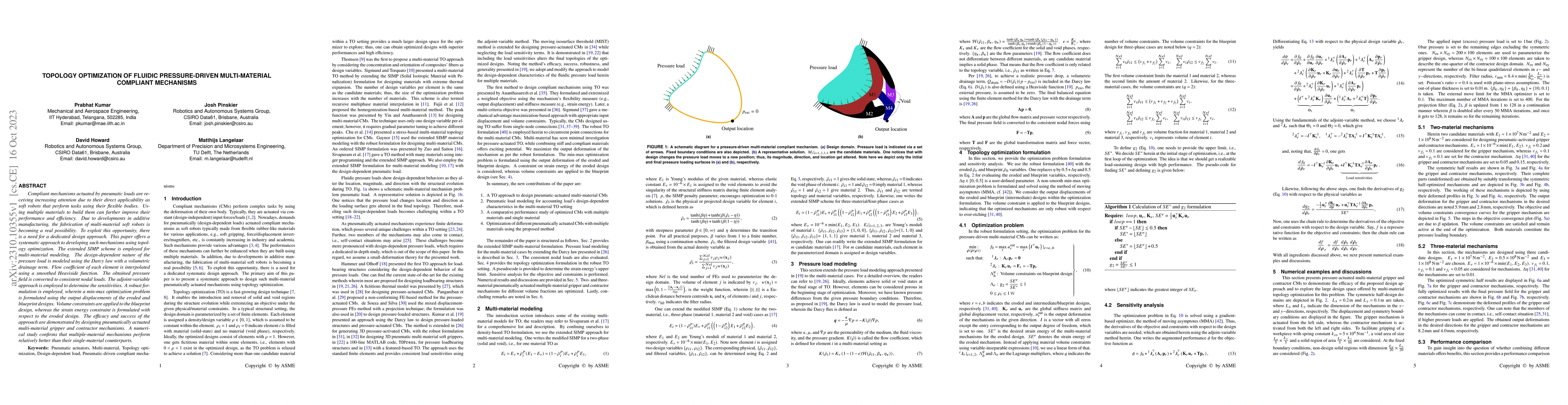 Thumbnail for Topology optimization of fluidic pressure-driven multi-material
  compliant mechanisms