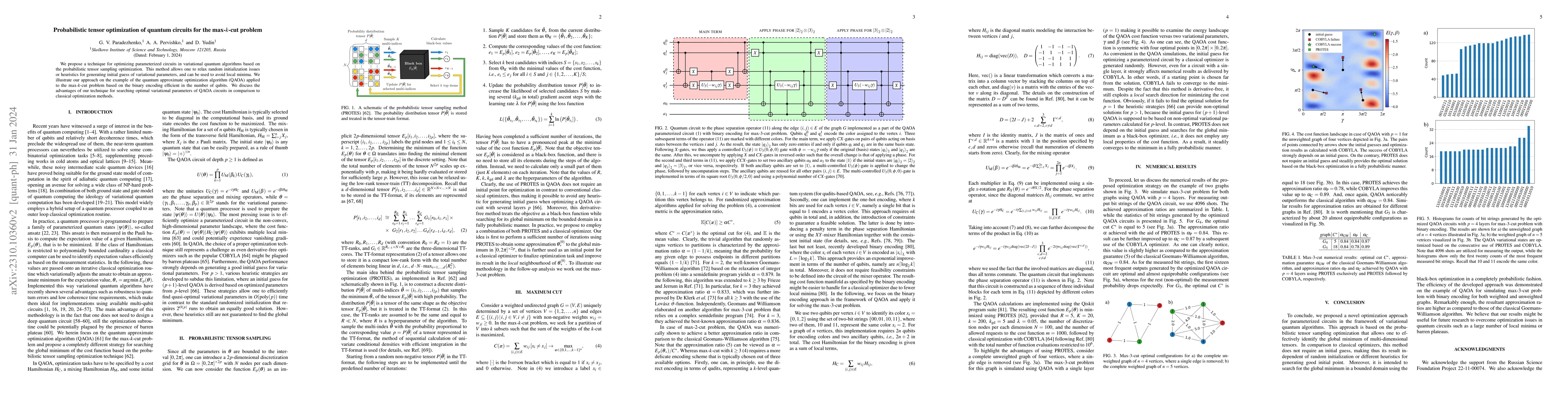Thumbnail for Probabilistic tensor optimization of quantum circuits for the
  max-$k$-cut problem