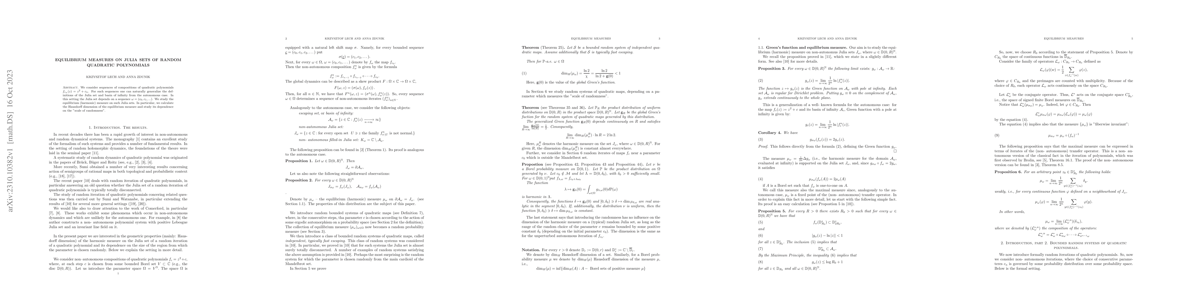 Thumbnail for Equilibrium measures on Julia sets of random quadratic polynomials