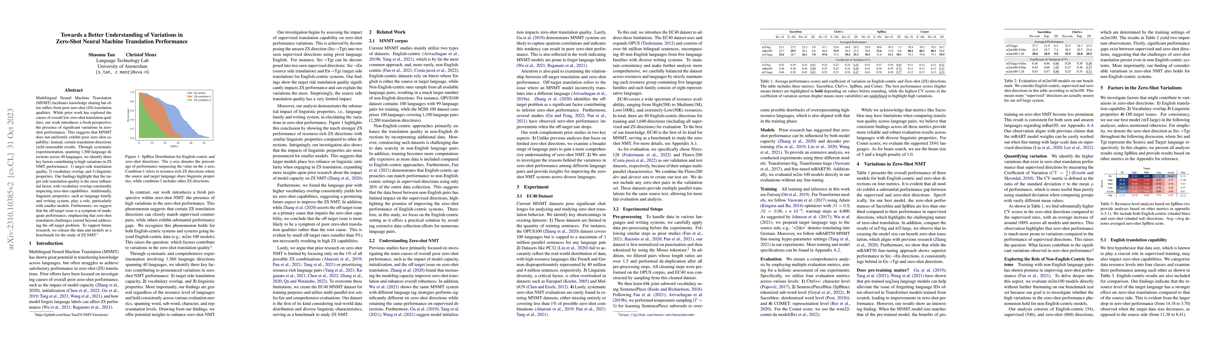 Thumbnail for Towards a Better Understanding of Variations in Zero-Shot Neural Machine
  Translation Performance
