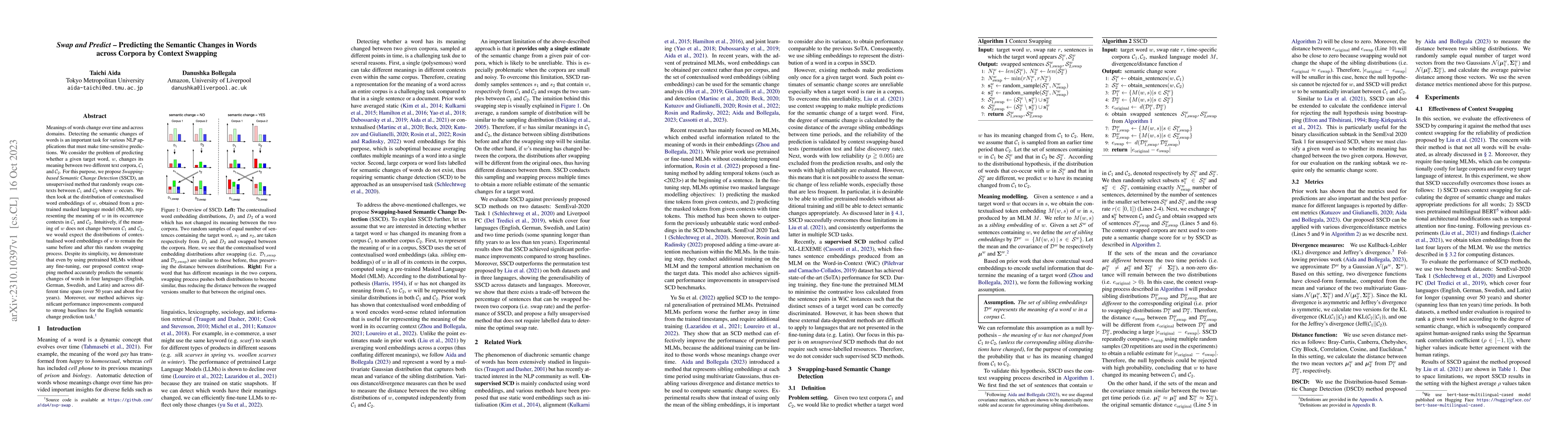 Thumbnail for $\textit{Swap and Predict}$ -- Predicting the Semantic Changes in Words
  across Corpora by Context Swapping