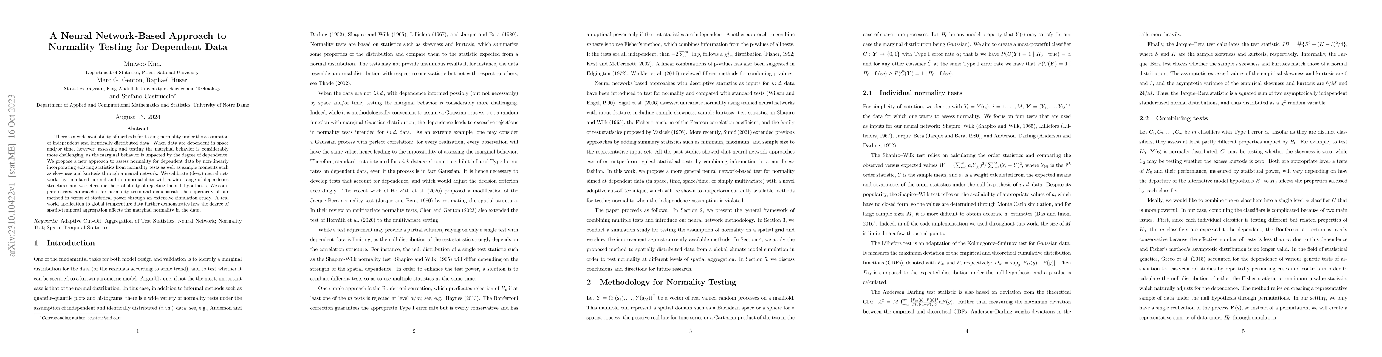 Thumbnail for A Neural Network-Based Approach to Normality Testing for Dependent Data