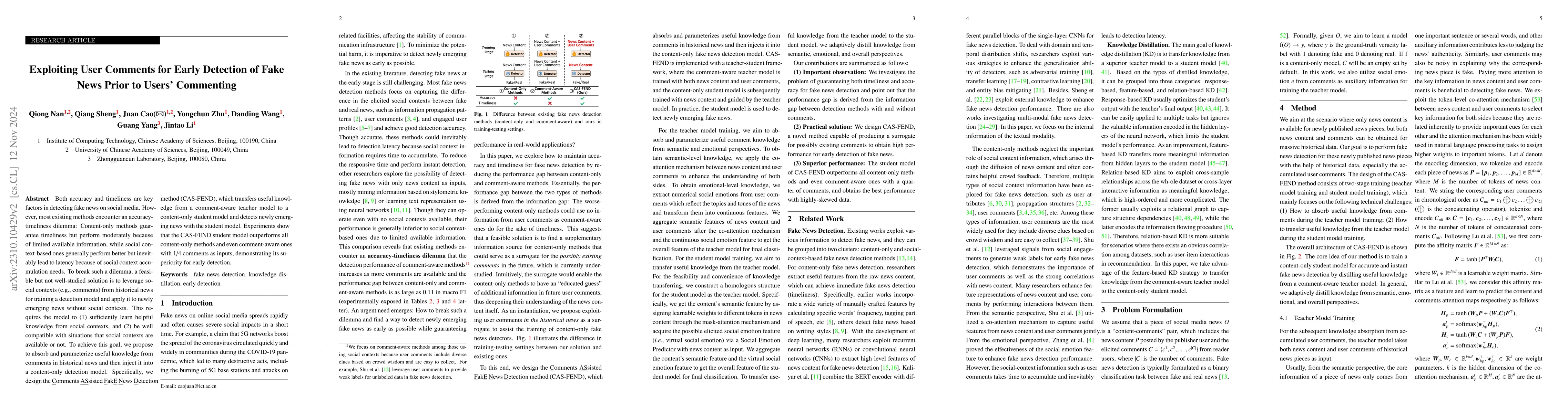 Thumbnail for Exploiting User Comments for Early Detection of Fake News Prior to
  Users' Commenting