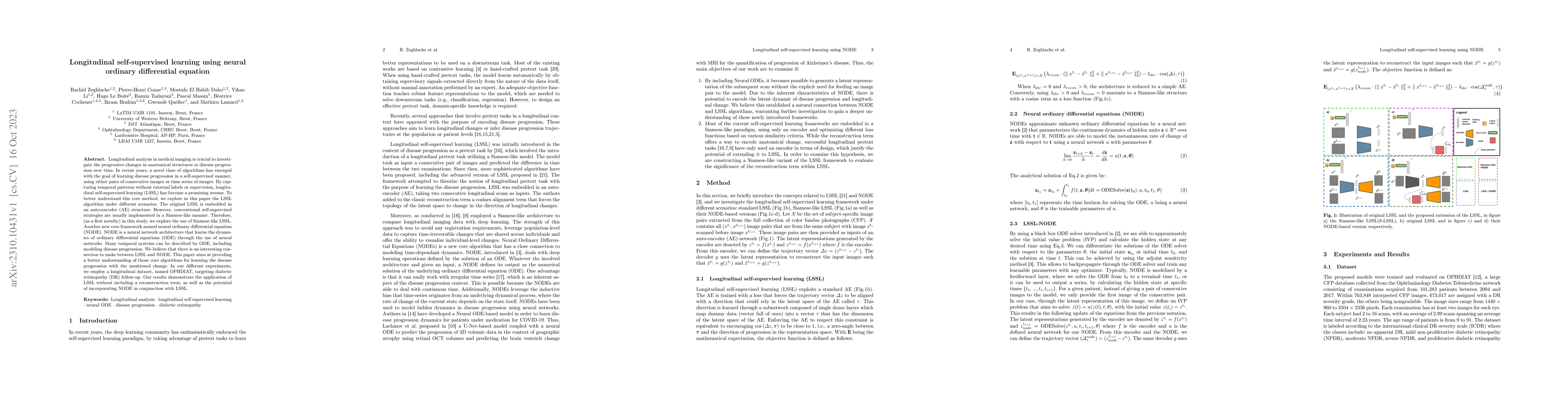 Thumbnail for Longitudinal Self-supervised Learning Using Neural Ordinary Differential
  Equation