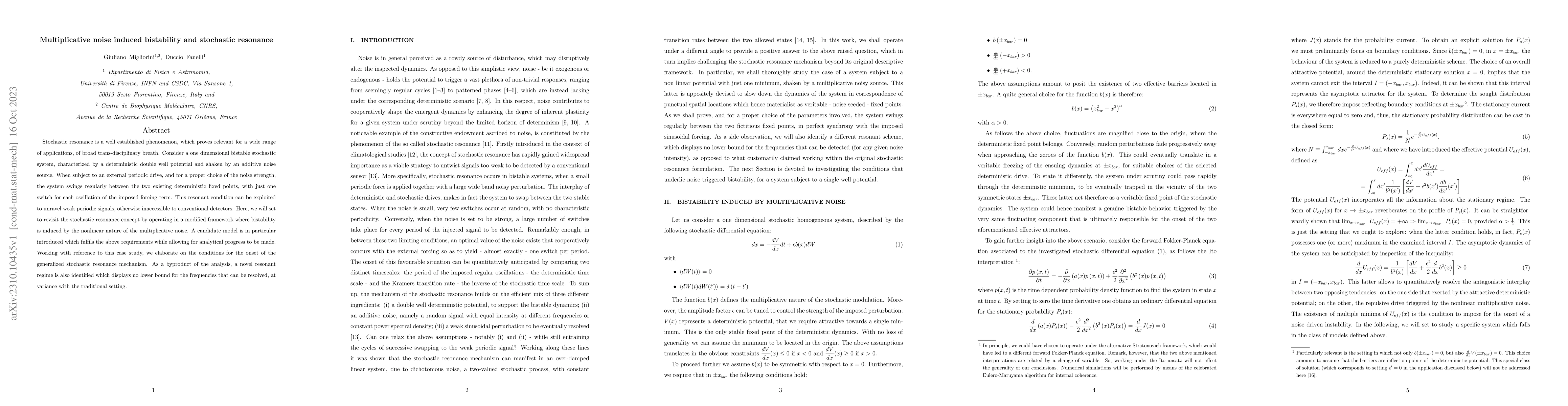 Thumbnail for Multiplicative noise induced bistability and stochastic resonance