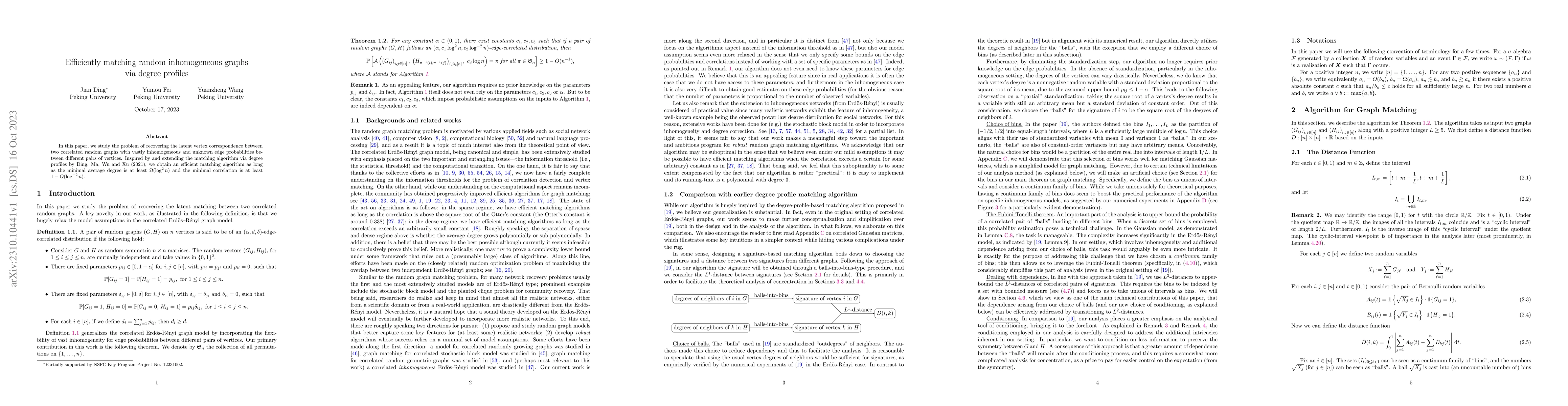 Thumbnail for Efficiently matching random inhomogeneous graphs via degree profiles