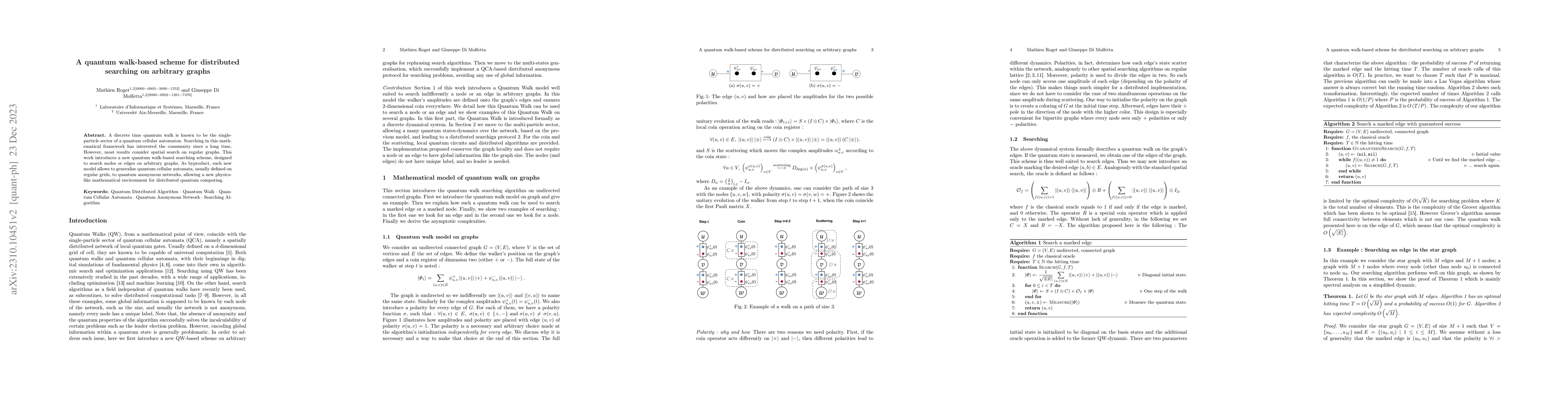Thumbnail for A quantum walk-based scheme for distributed searching on arbitrary
  graphs