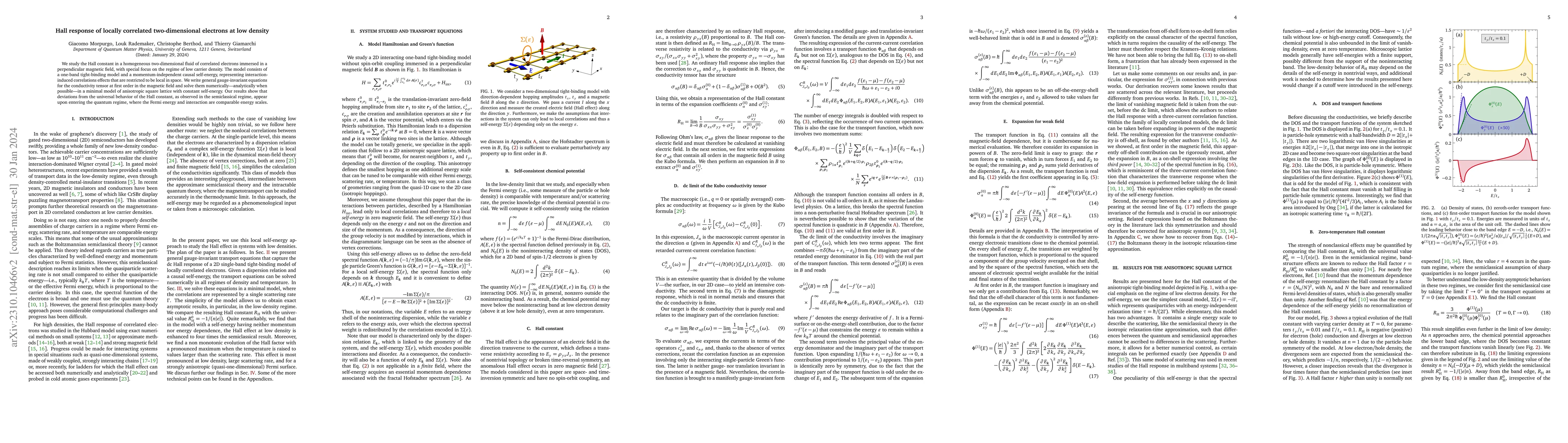 Thumbnail for Hall response of locally correlated two-dimensional electrons at low
  density