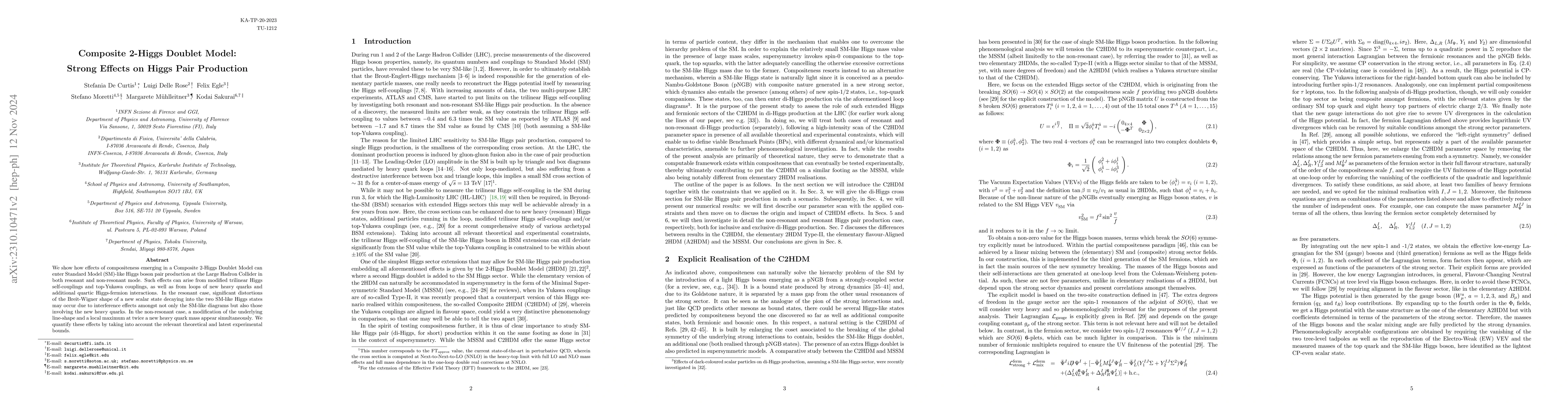 Thumbnail for Composite 2-Higgs Doublet Model: Strong Effects on Higgs Pair Production