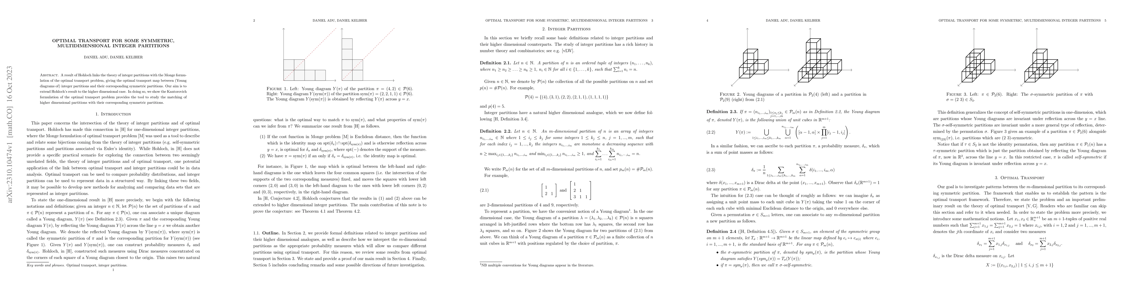 Thumbnail for Optimal transport for some symmetric, multidimensional integer
  partitions