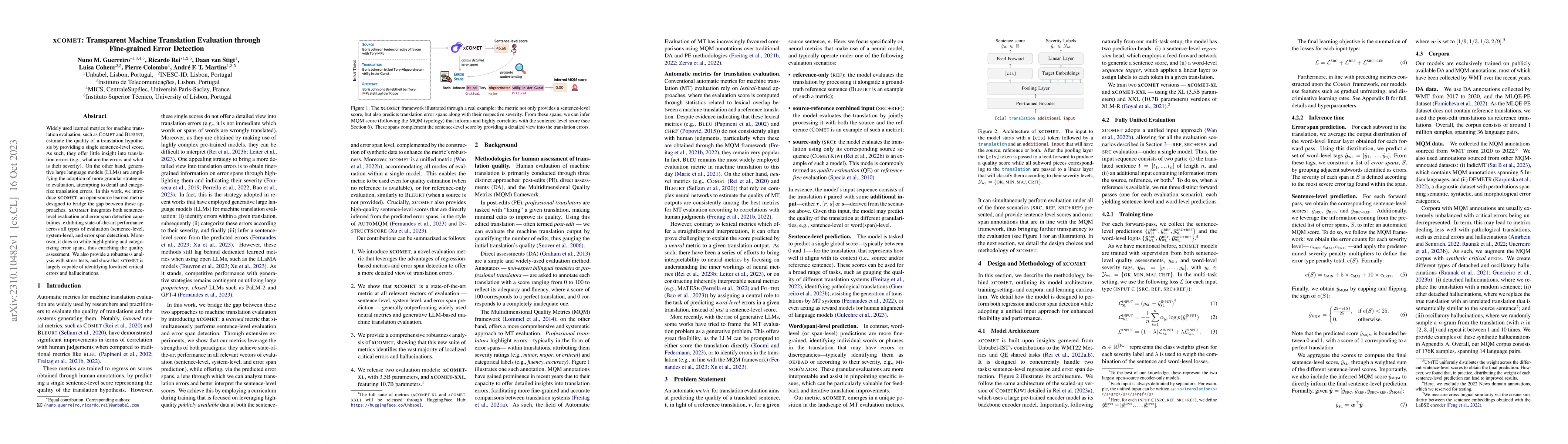 Thumbnail for xCOMET: Transparent Machine Translation Evaluation through Fine-grained
  Error Detection