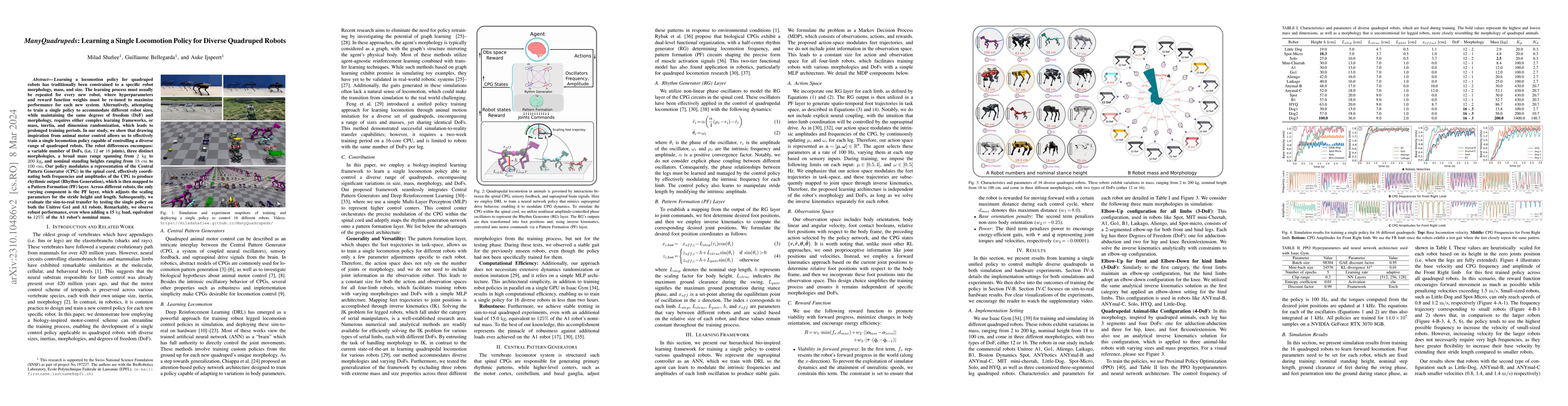 Thumbnail for ManyQuadrupeds: Learning a Single Locomotion Policy for Diverse
  Quadruped Robots
