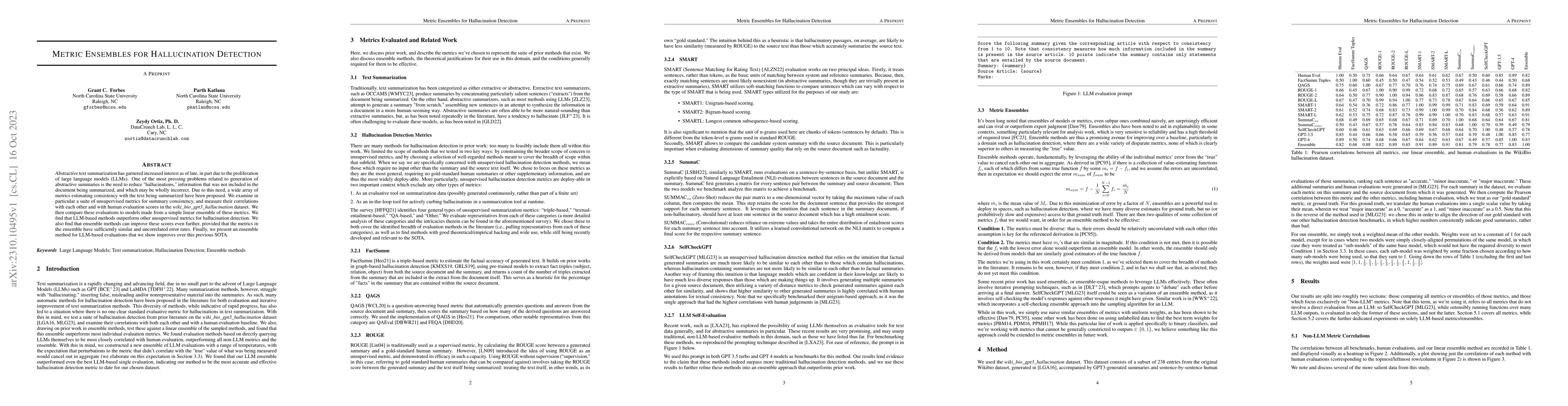 Thumbnail for Metric Ensembles For Hallucination Detection