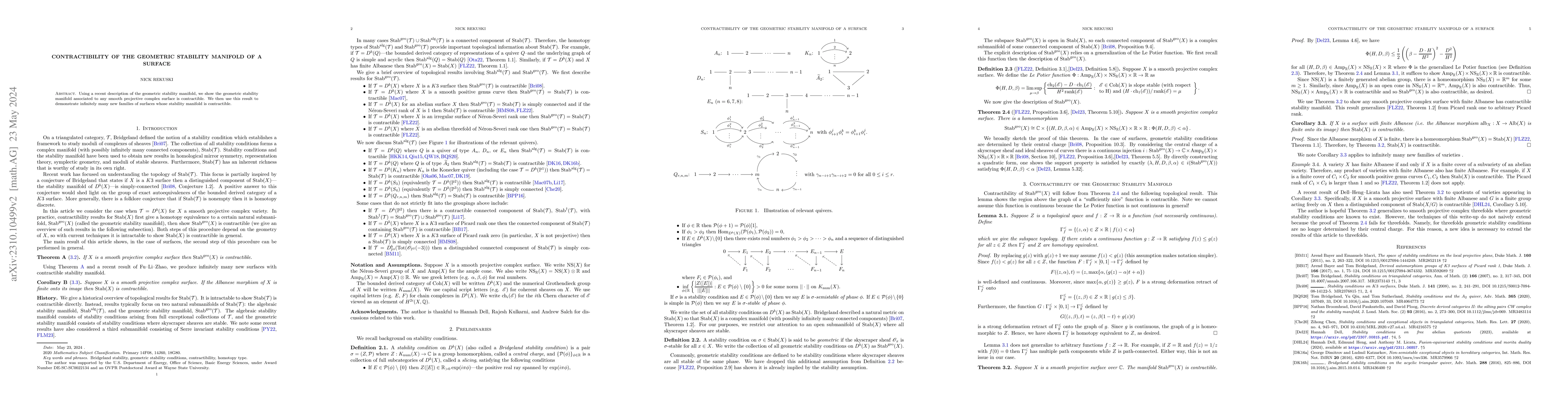 Thumbnail for Contractibility of the geometric stability manifold of a surface