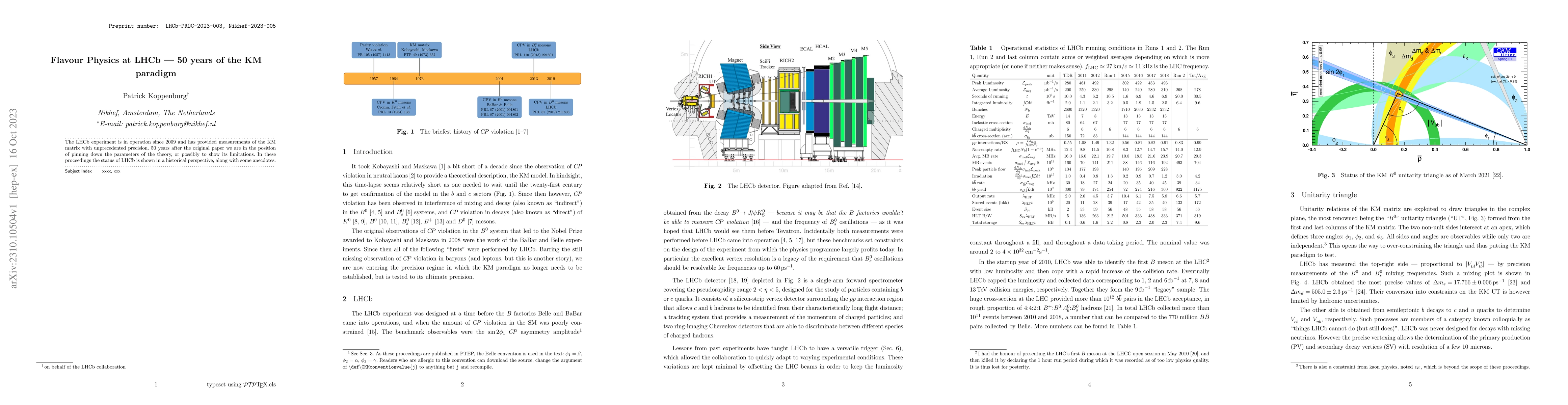 Thumbnail for Flavour Physics at LHCb -- 50 years of the KM paradigm