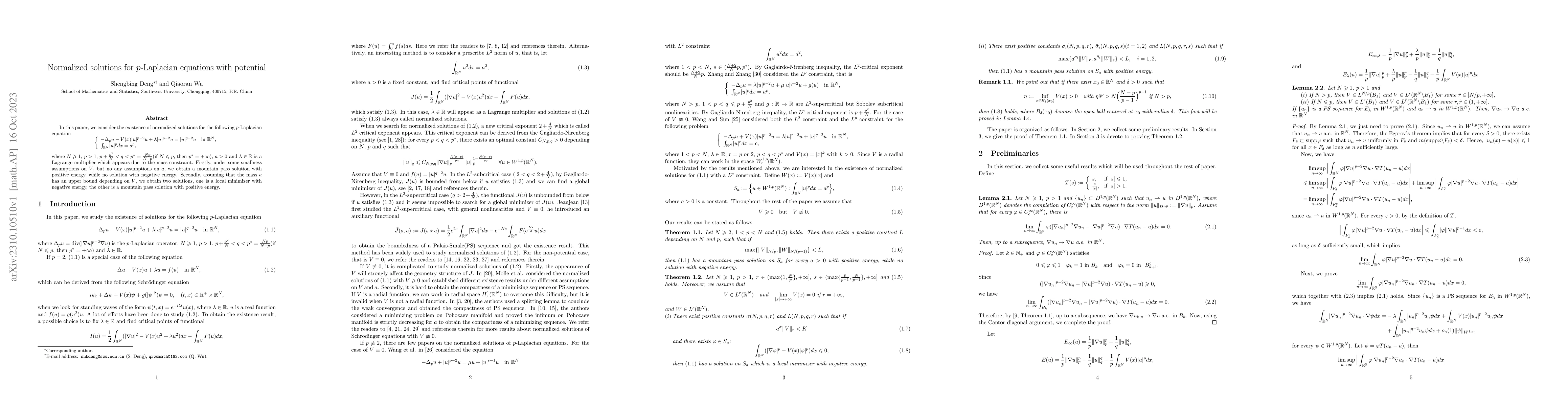 Thumbnail for Normalized solutions for p-Laplacian equations with potential