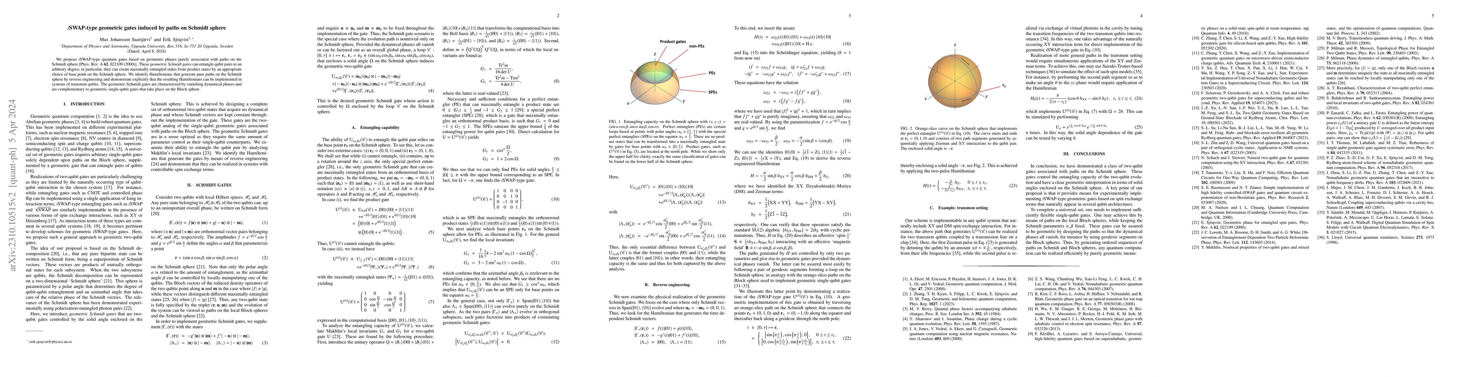 Thumbnail for iSWAP-type geometric gates induced by paths on Schmidt sphere