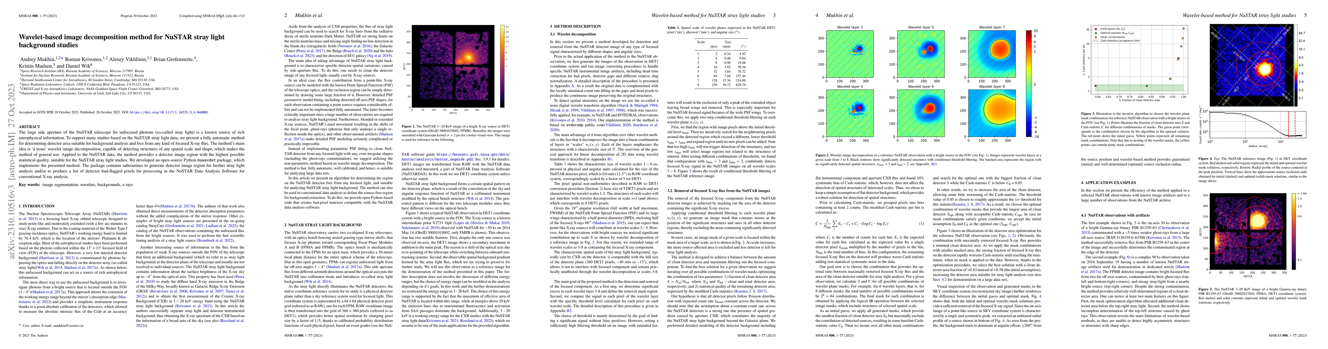 Thumbnail for Wavelet-based image decomposition method for NuSTAR stray light
  background studies