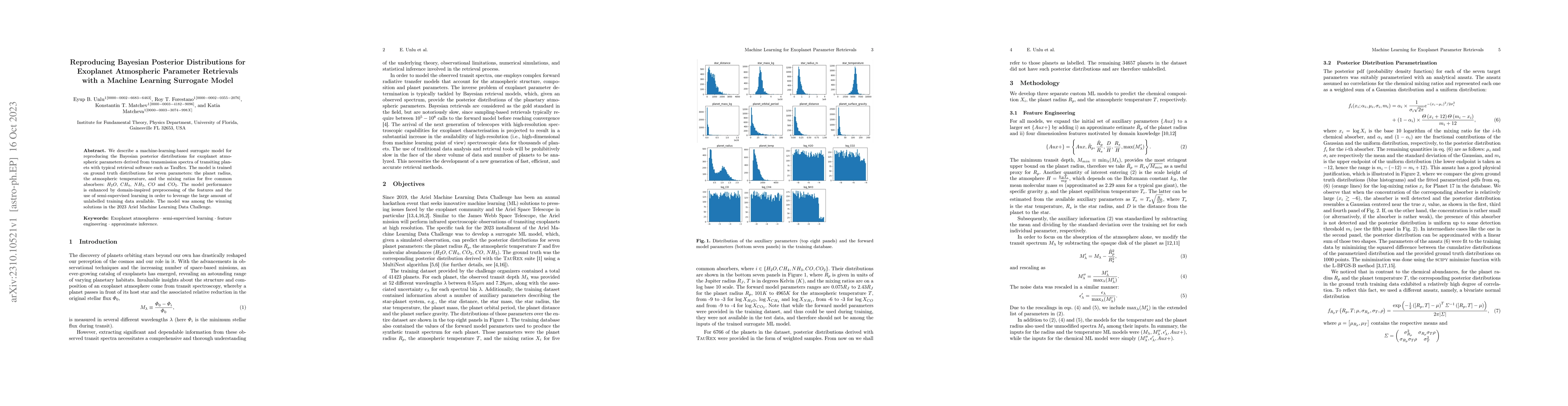 Thumbnail for Reproducing Bayesian Posterior Distributions for Exoplanet Atmospheric
  Parameter Retrievals with a Machine Learning Surrogate Model